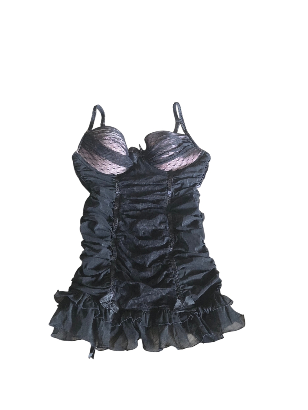 Victoria's Secret Black Lingerie with Pink Lace Cups New